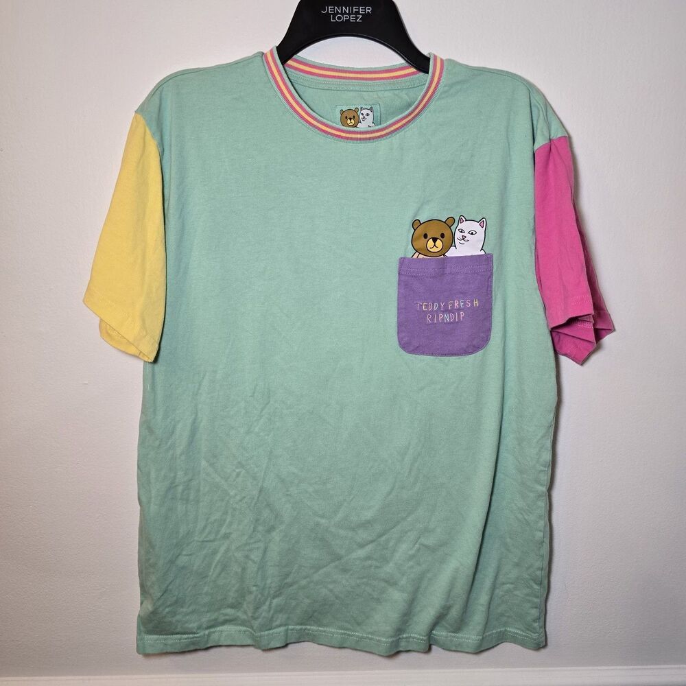 Teddy Fresh x Ripndip Color Block Teddy Fresh Pocket T Shirt Large Skate